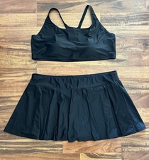 ModLi Women  s Plus Size Swimsuit Swim Wear 2 Piece Size 6X Black Tank Top Skort
