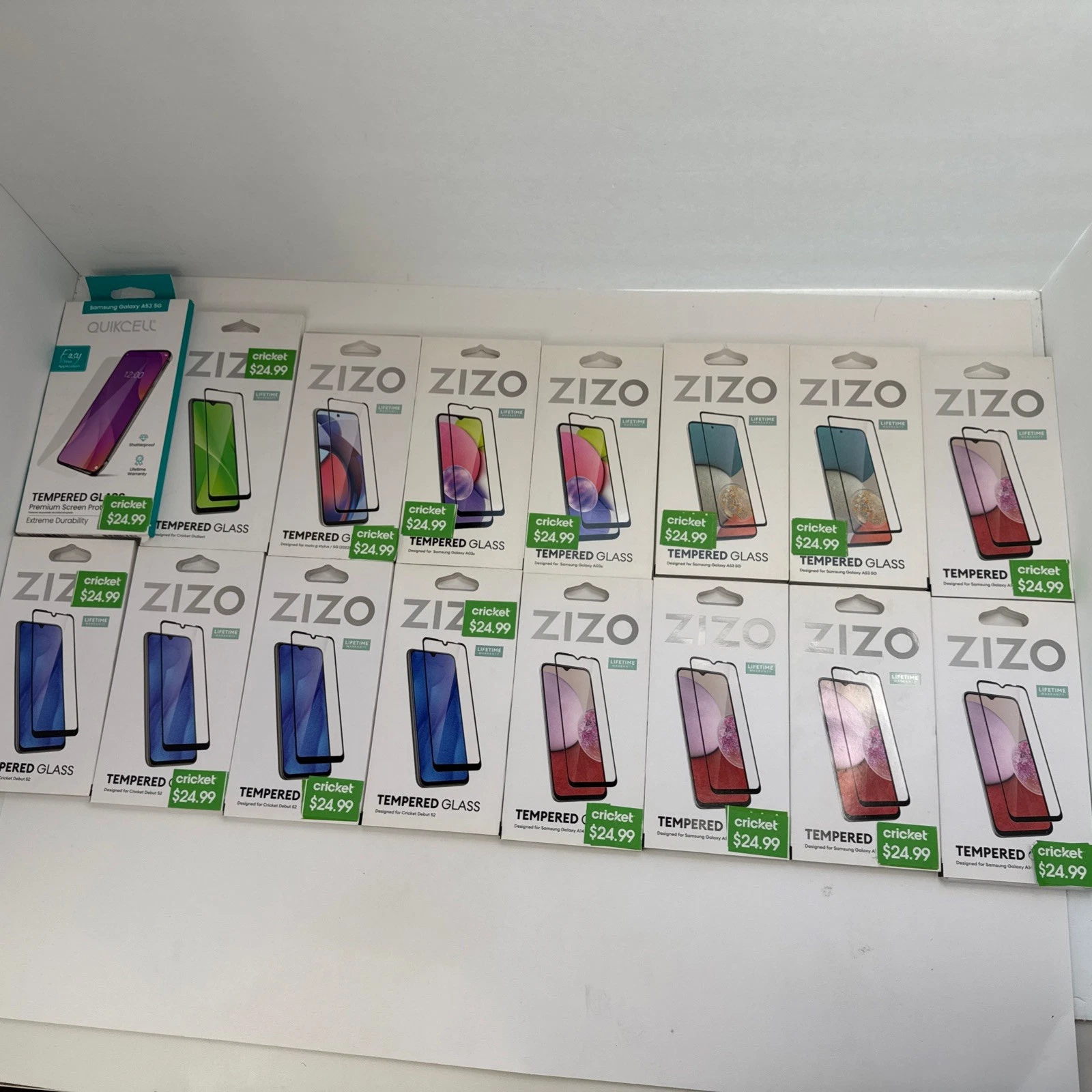 16 Zizo Tempered Glass Samsung Galaxy A03, A14, A53, Moto G Stylus, Debut S2.
