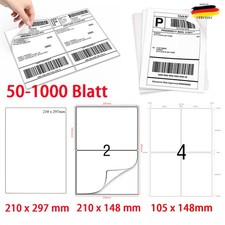 1000 Blatt DIN A4 Etiketten Bögen Klebeetike...