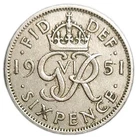 1951 George VI Sixpence — photo from another recent sale