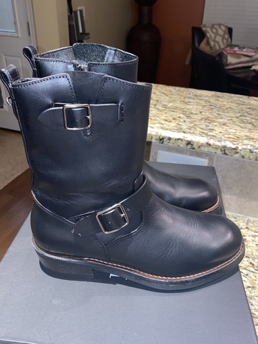 Coach Moto Boots Black Leather Biker 