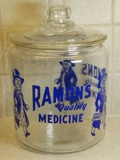 VTG Ramon's Quality Medicine The Little Doctor Counter Top Store Display Jar VGC