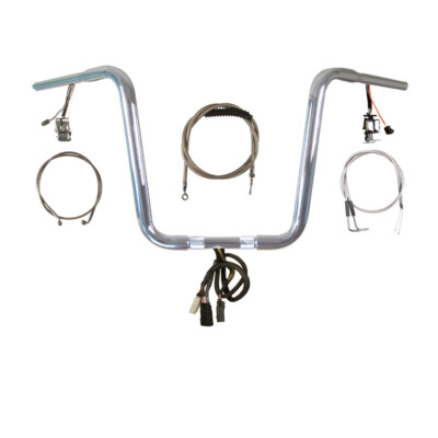 1 1/4'' Chrome Narrow 14'' Prewired Ape Hanger PKit 2006-2011 Harley Dyna