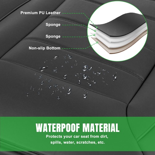 Car Front Full Surround Seat Cover Breathable Leather Pad Mat Seat Cushion Black - Bild 4 von 13