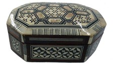 Egyptian Mother Of Pearl Octagon Jewelry Box - Egyptian Collectible 