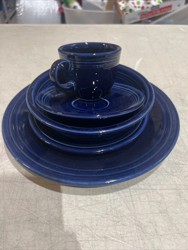 Fiestaware Dark Blue 5 Piece Place Setting Plates Mug Bowl