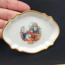 Trinket Pin Tray Giraud Limoges France Victorian Couple Hand painted Signed
