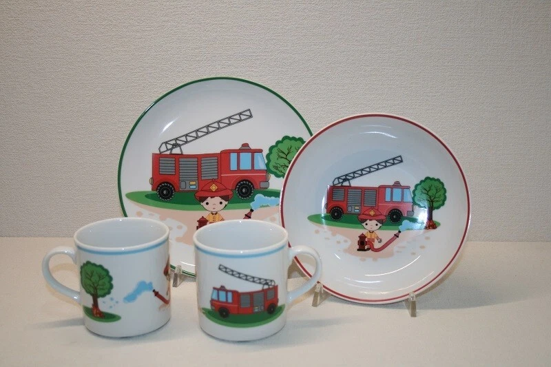 Kindergeschirr Set 3tlg Porzellan Kinderteller Tasse Top Motiv "Feuerwehr" - Bild 2 von 4