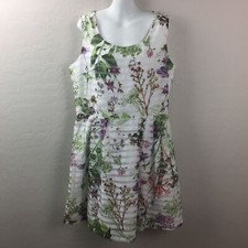 JM Studio John Meyer Floral Sleeveless Tea Length Dress Size 14