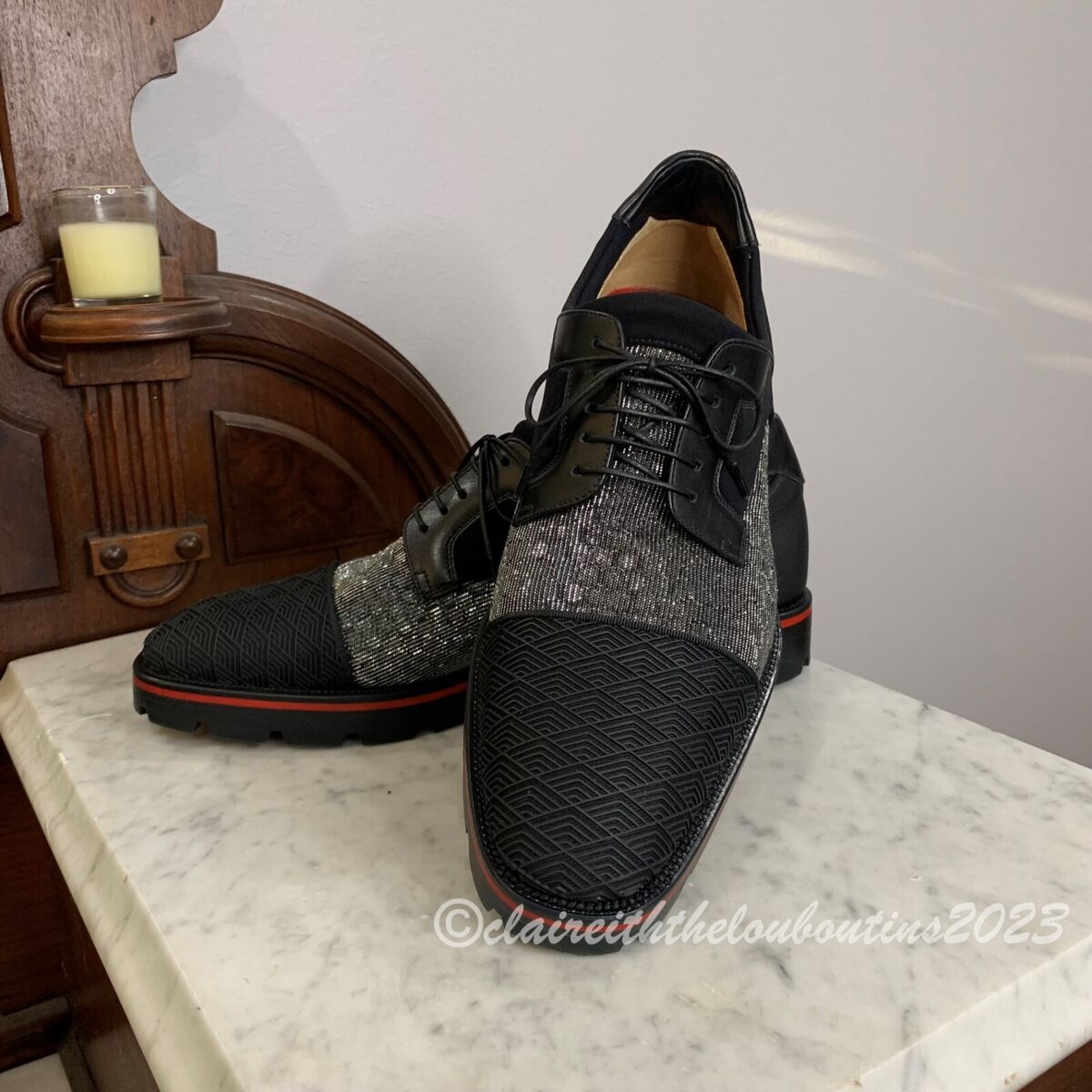 Christian Louboutin Men's Mika Sky Neo Art Lug-Sole Oxfords Christian Louboutin Men's Mika Sky Neo Art Lug-Sole Oxfords