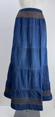 Damen Ex Joe Browns Gypsy Stil Denim Maxirock Gr 6 8 10 12 14 16 18
