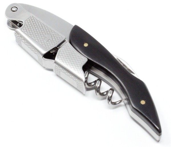 Sacacorchos Profesional Mango Madera Negra Doble Bisagra Camareros Servidor Llave #BLK003