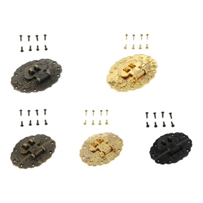1pc Oval Flower Printed Box Latch Hasp Zinc Alloy 2 Size for Home Office Shop