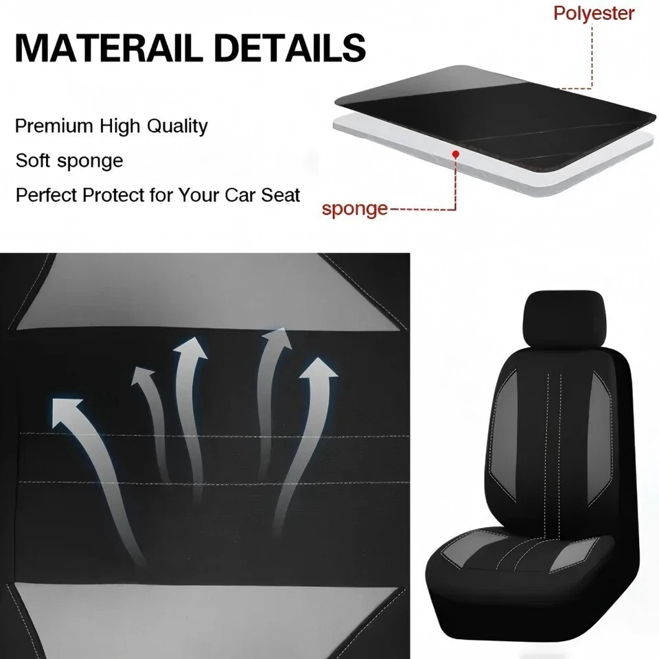 Juego completo de funda de asiento de coche de 5 asientos alfombrilla de cojín protectora delantera trasera para Nissan Foto 4 de 4