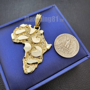 Authentic Hip Hop Style Gold Plated Golden Nugget Africa Map Bling Charm Pendant