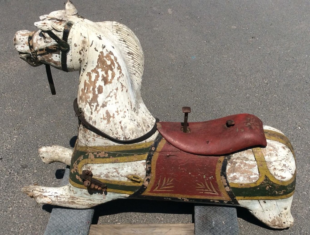 Antique 1880 Carved Wood Carousel Horse Charles Dare NY Original
