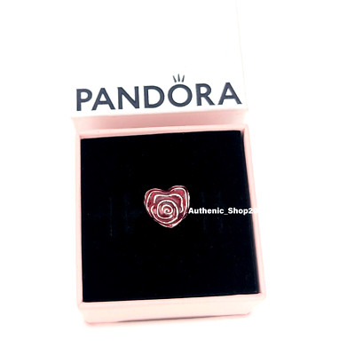 NEW 100% Authentic PANDORA Brand 925 ALE Silver Red Rose Heart Charm 793673C01