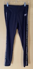 Superdry Sport Long Leggings Side Logo Stripe Black Size 8 Workout Yoga Pants