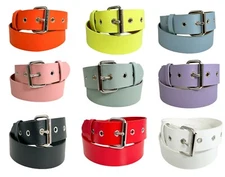 Premium Vegan Belt Pastel Neon Colors 1 1/4" Wide Grommet Holes Snap Off Buckle