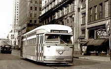 CTA PCC Streetcar on Monroe-Dearborn Route in Chicago, 1949 5 x 7 Photo