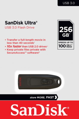 Sandisk USB Stick 256GB Speicherstick Cruzer Ultra schwarz USB 3.0