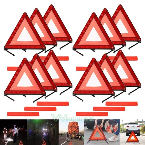 Triple Emergency Warning Triangle Reflector Breakdown Road Roadside Sign Safety - Picture 1 of 21