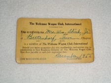 1955 Welcome Wagon Club International Iowa Rare Original Membership Card