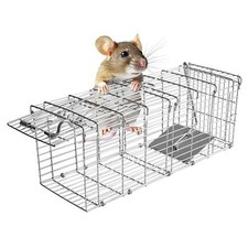 1-Pack Silver Live Animal Cage Trap Folding Humane Cat Trap For Mouse 14 x 5 x 6