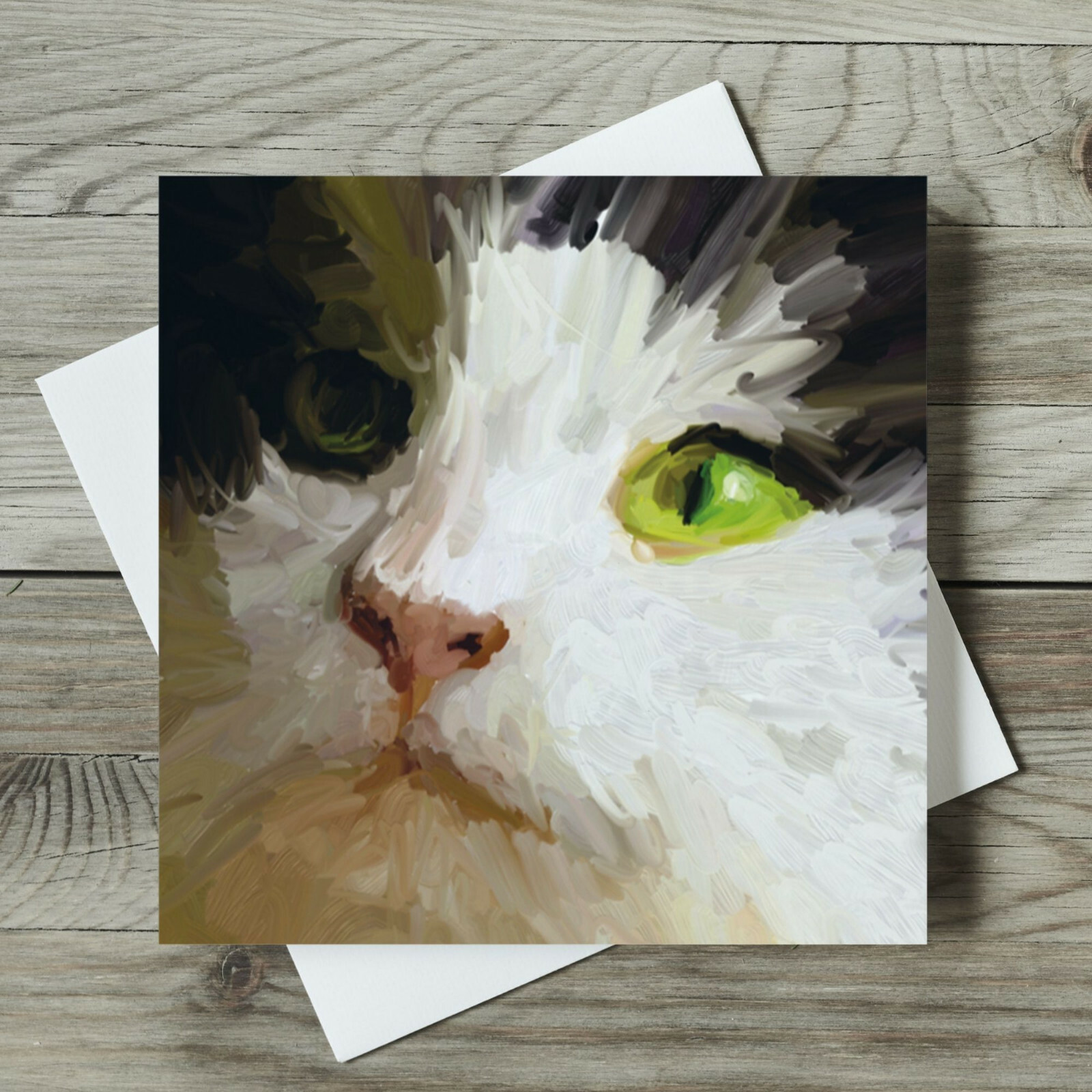 Norwegian Forest Cat Black and White Cat Greeting Card Blank Greetings Cards