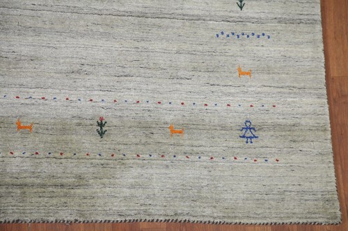 Little Character/ Animal Green Gabbeh Area Rug 8'x10' Handmade Dining Room Rug - Picture 6 of 12