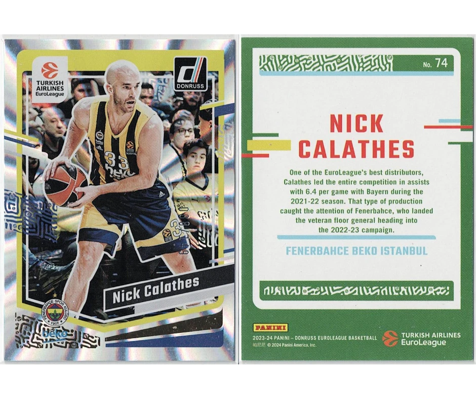 2023-24 Panini Donruss Euroleague Silver Laser 88/149 #74 Nick Calathes - Image 3 of 3