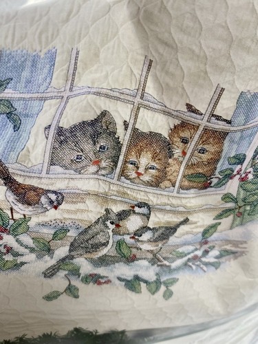 Dimensions Three Bird Watchers Quilt 43x34 Stamped Cross Stitch Kit # 3231 -New - Picture 2 of 11