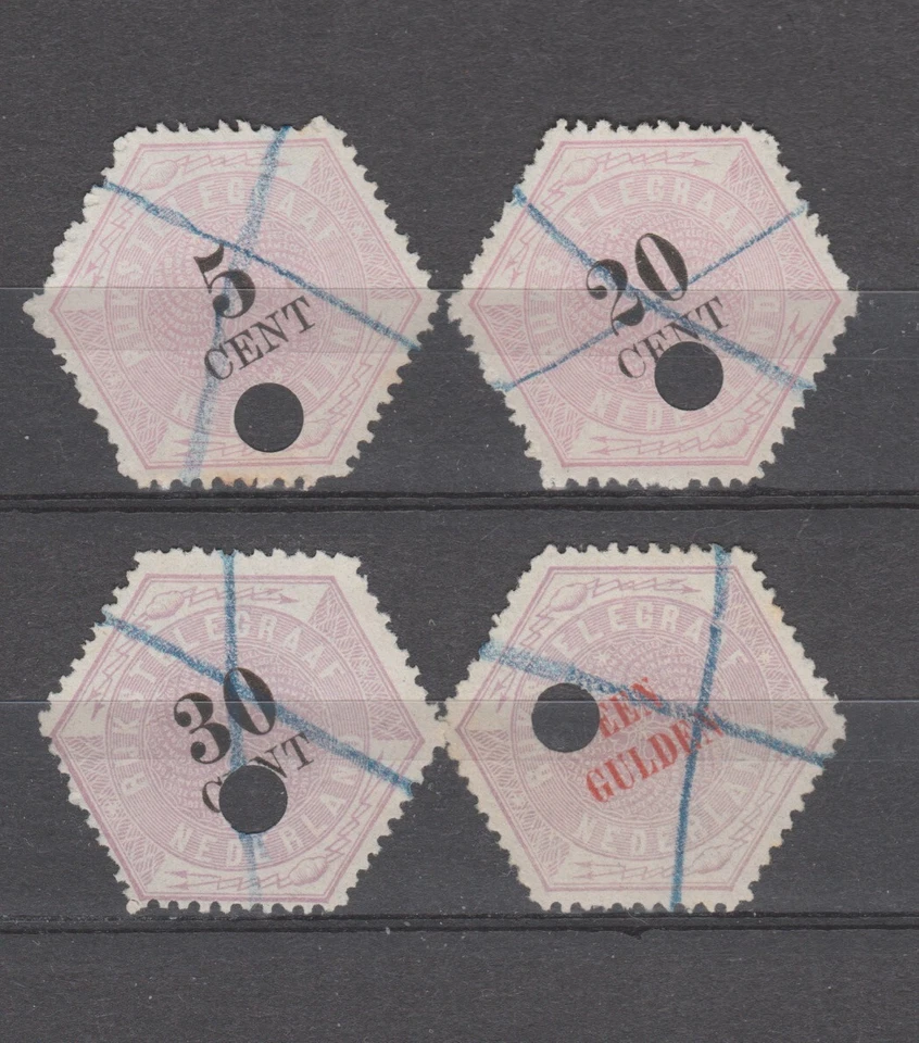 Países Bajos 1877 Telegraphe (Telegraaf) TG 3, 6, 8 y 11 usado (7 juegos) Foto 3 de 4