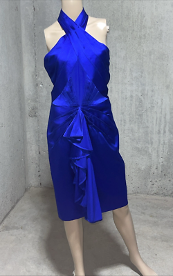 cobalt blue halter neck dress HALTER BIAS MAXI SLIP DRESS IN COBALT | CULT MIA