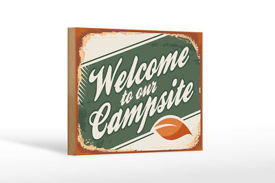 Holzschild Camping 18x12 cm welcome to our Campsite Holz Deko Schild wooden sign