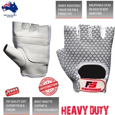Best WEIGHT LIFTING WORKOUT Training Motorcycle LEATHER Gym FINGERLESS Gloves