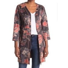 Philosophy Garden Floral Kimono Duster Cardigan Jacket Faux Leather Micro 3x-nwt