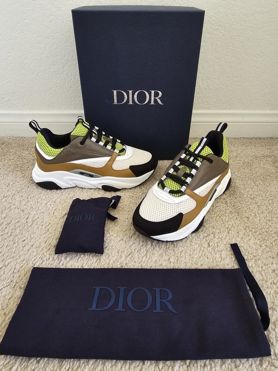 BNIB Auth Christian Dior B22 Trainer Brown/White/Green Sneakers Shoes Sz:  41/8