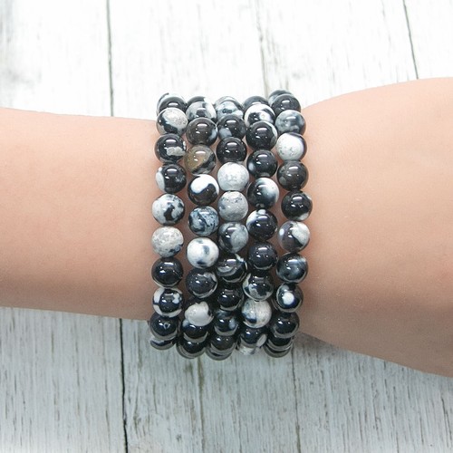 2025Tredngnow Handmade 8mm Orca Agate Bracelet Reiki Healing Unisex Bracelet