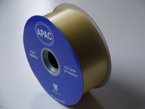GOLD Polypropylene Ribbon 100 Yards 91m Wedding Car Florist Wide Whole Reel UK - Picture 3 of 3