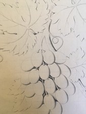 Very beautiful Hand-drawn Ink Acanthus Leaf Grape Vine 19th Plant