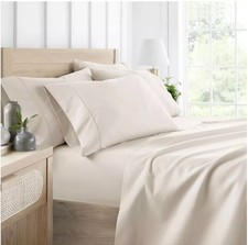 6-Piece Ivory Solid Microfiber Queen Sheet Set