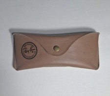 Ray Ban Sunglasses Case, Snap-Closure, Light Brown, Belt Loop Openings on Back