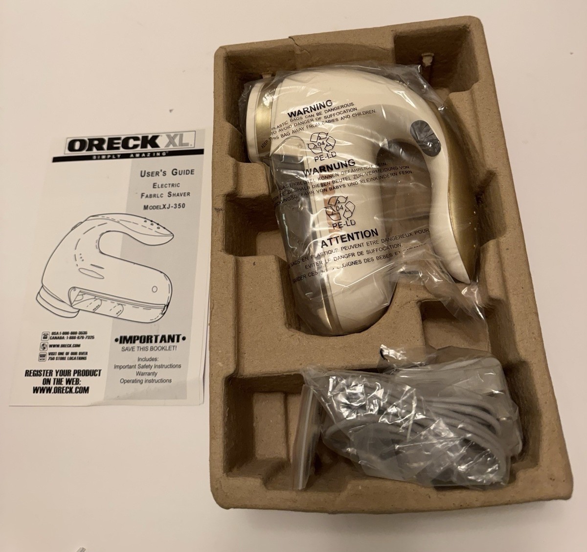 Oreck XL Model XJ-350 Electronic Electric Fabric Shaver TESTED for