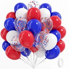 60 Pcs 12 Inch Red White Blue Balloons Patriotic 4th of July Party Decor