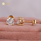 2ct Round Certified Natural Diamond Studs Earrings 14K Solid Yellow Gold #237 — photo 1