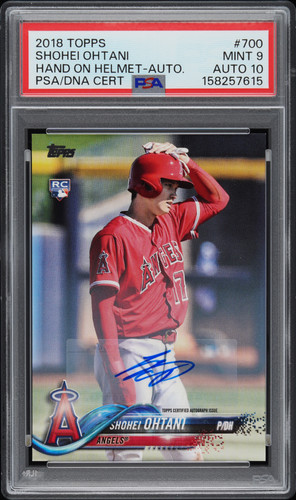 2018 TOPPS SHOHEI OHTANI #700 HAND ON HELMET AUTO /5 PSA 9 SSP RC