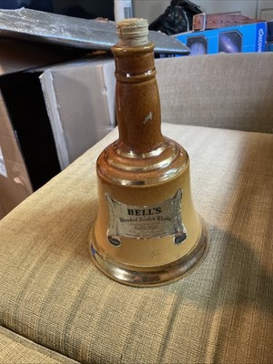 Bell's Blended Scotch Whiskey Bottle Vintage Brown Gold Ceramic *Broken Cork