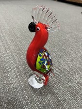 Murano Style Hand Blown Glass Parrot Figurine