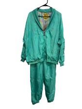 Vintage Casual Isle Windbreaker Tracksuit Set Teal Sz XL Reversible Retro Sport